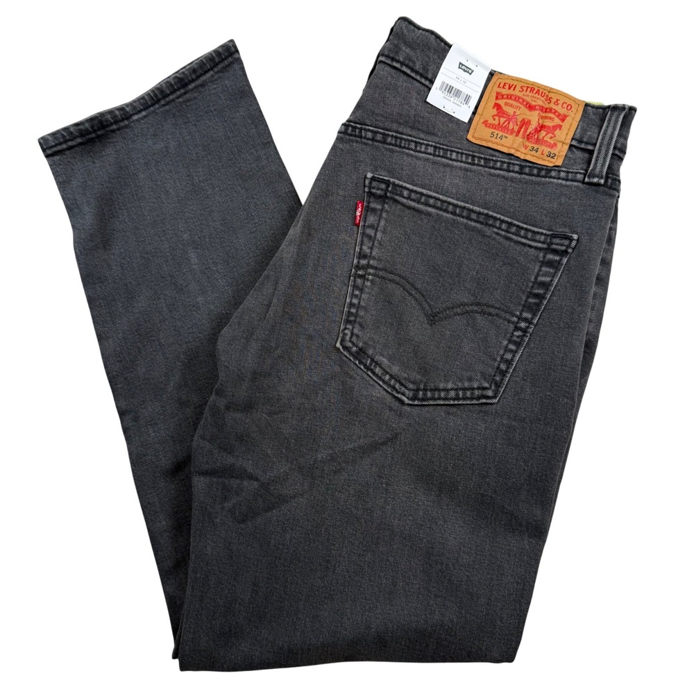 NEW Levi's 514 Straight Jeans Mens 34x32 Black Wash Performance Stretch